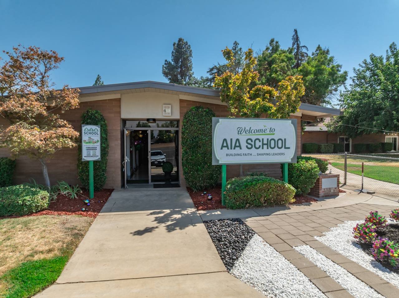 Al-Azhar Islamic Academy campus exterior view in Fresno, CA